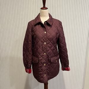 BURBERRY Women's Westbridge Diamond Quilted Jacket Size S In Burgundy
